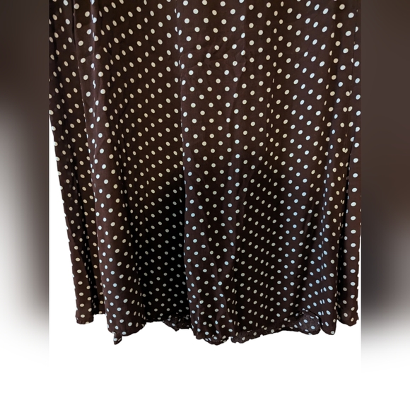 Vintage Maggie McNaughton Brown with Cream Polka Dot Light Pleated Skirt Sz 16W - Picture 9 of 11